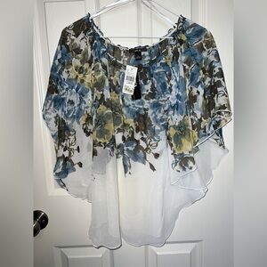 🦋 NWT Sheer Floral Butterfly Floral Sleeve Blouse